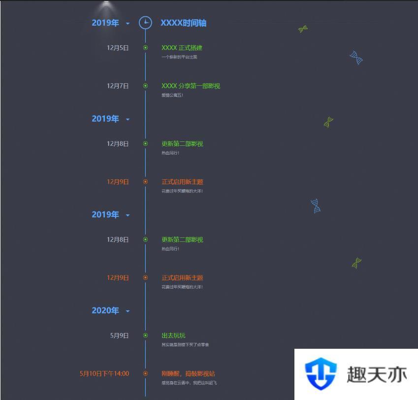 网站发展史记录html单页源码