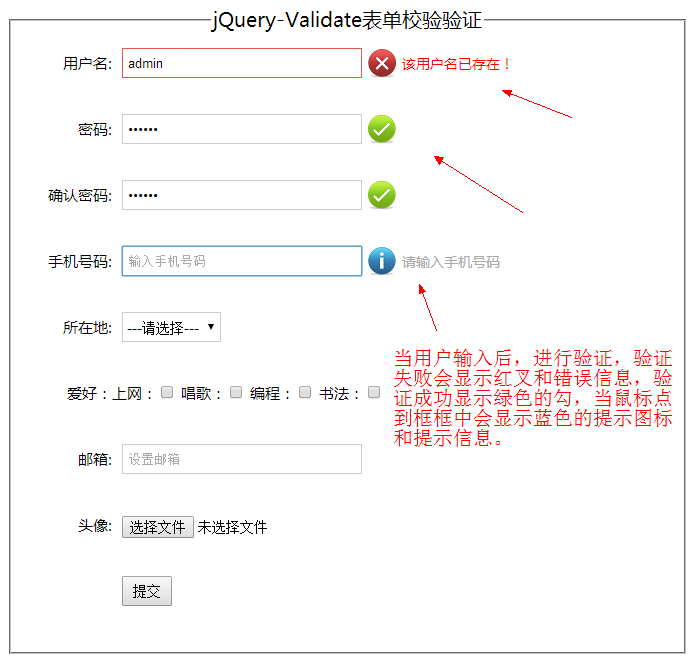 jQuery验证插件validate使用方法详解